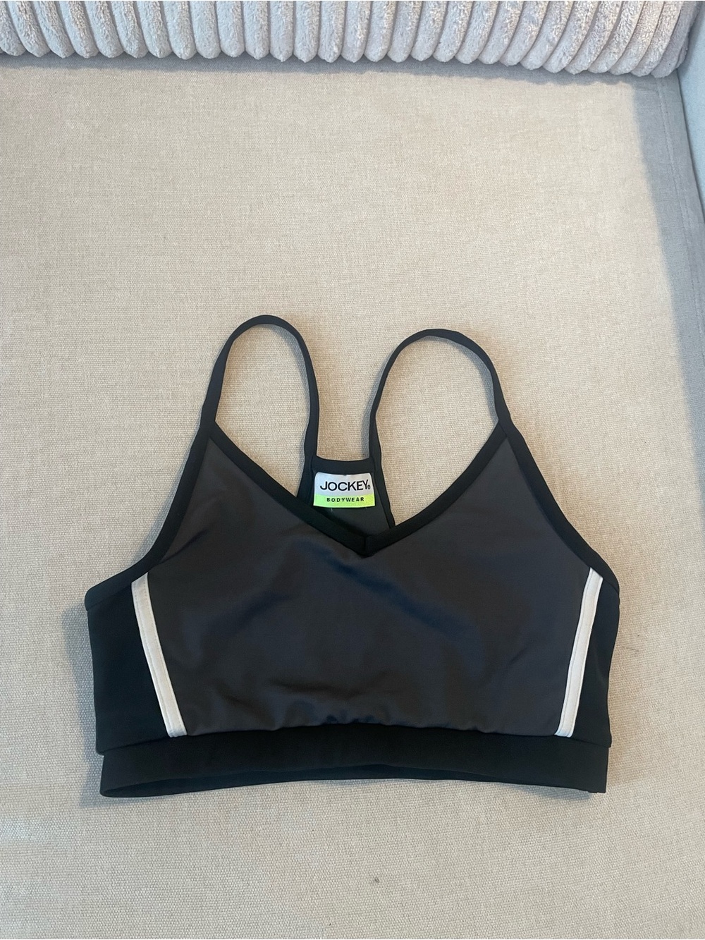 Jockey Black & Gray Sport Bralette with White Trim